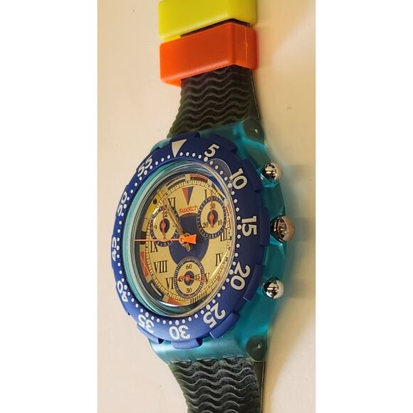 Swatch watch BIG BLUE SBN101 1994 Aquachrono New Old stock - Picture 6 of 10